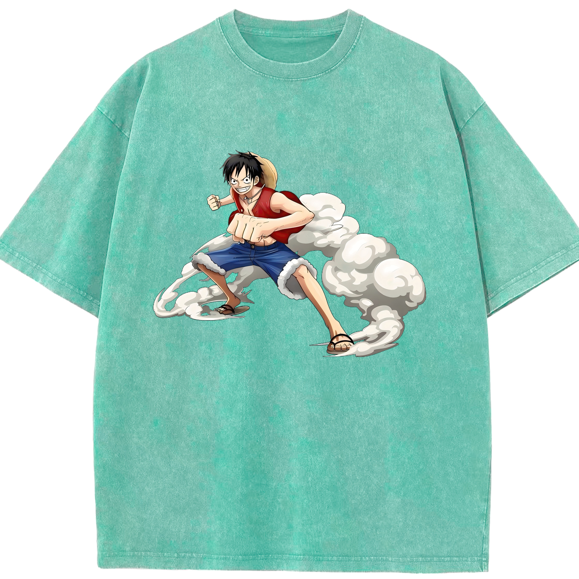 （画像用） ワンピース モンキー・D・ルフィ ONE PIECE Monkey D. Luffy 綿100% ヴィンテージ風 半袖Tシャツ（フロントプリント）